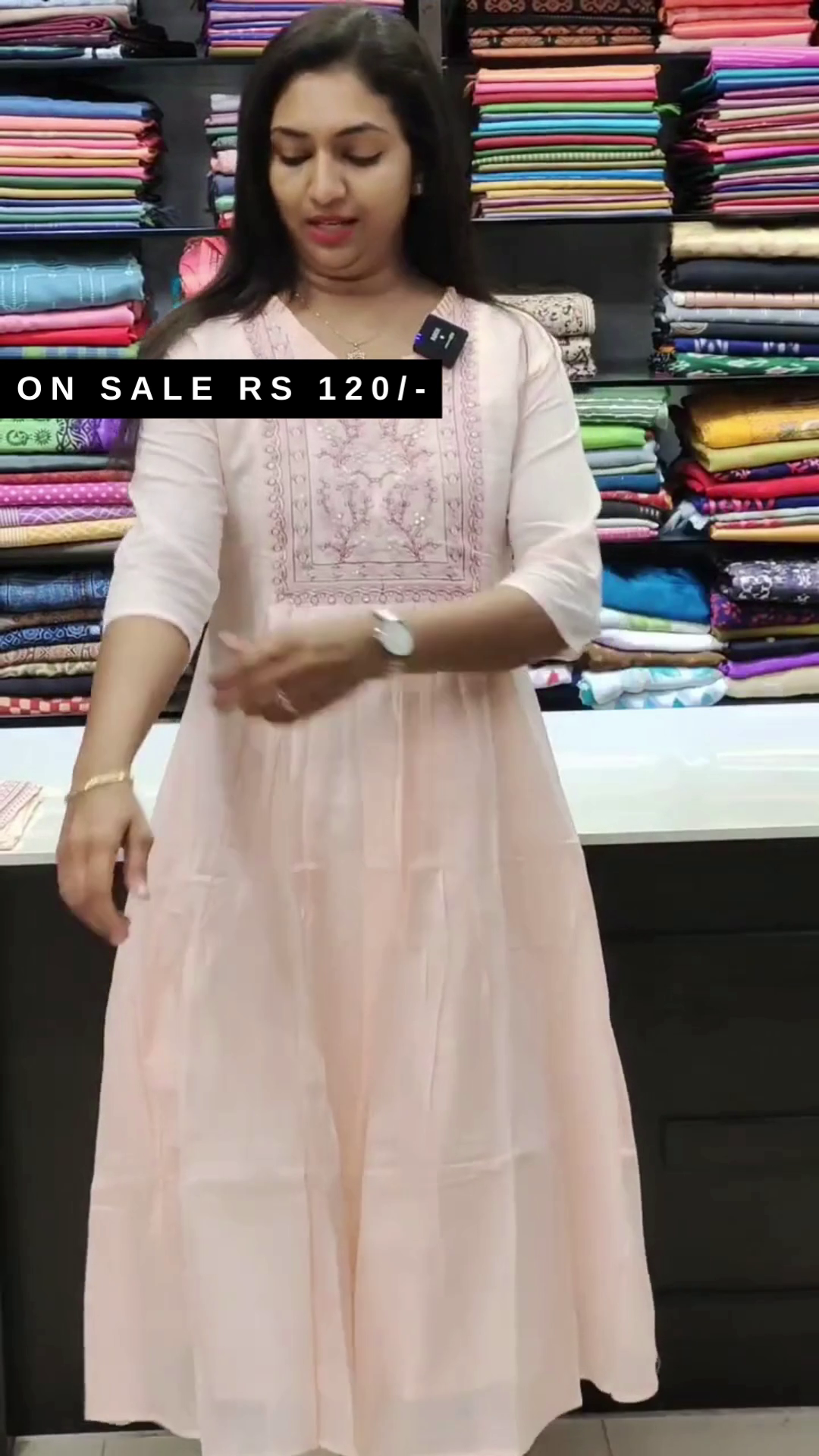 Round Neck Kurti With Sequins Work