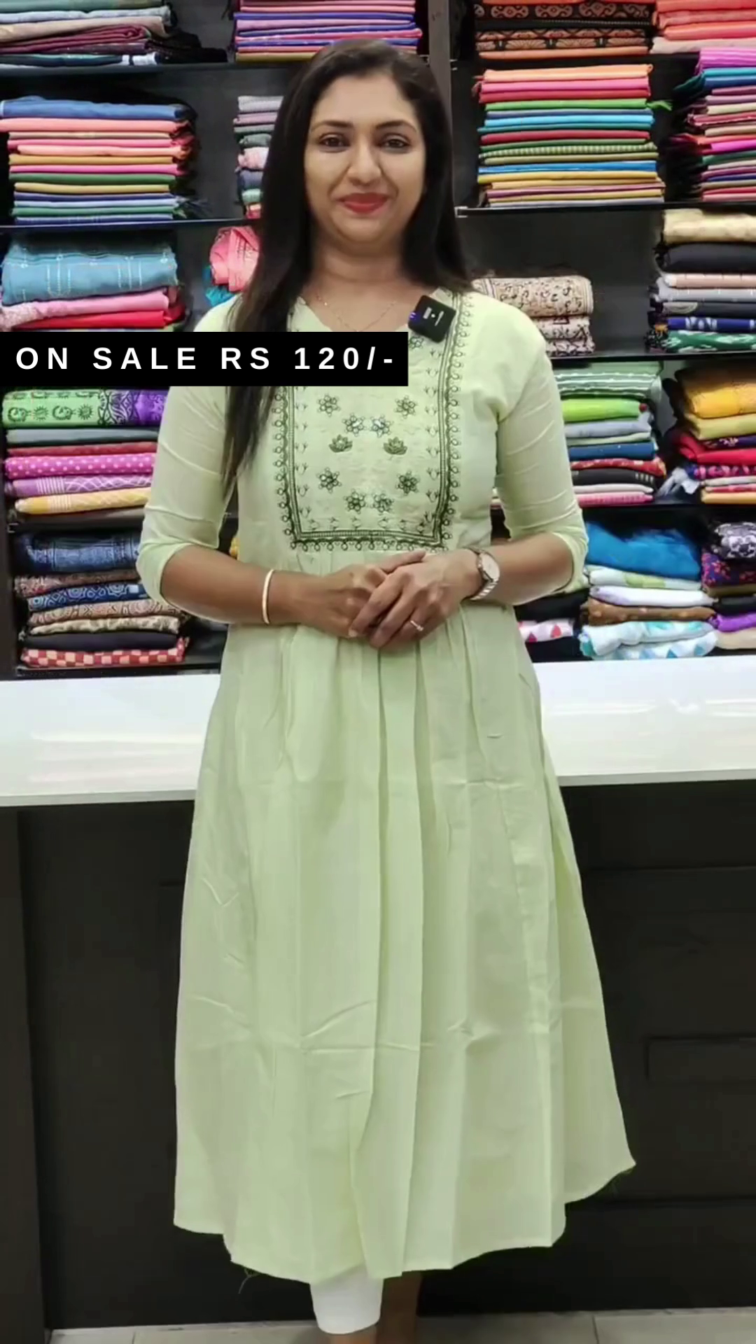 Round Neck Kurti With Sequins Work