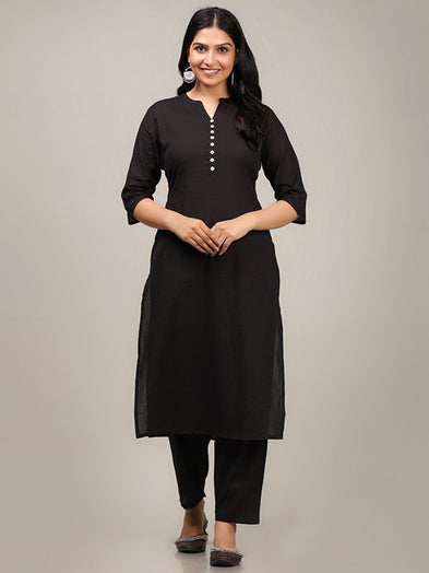 Solid Black Kurta - Pant Set