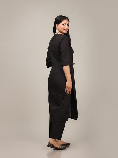 Solid Black Kurta - Pant Set