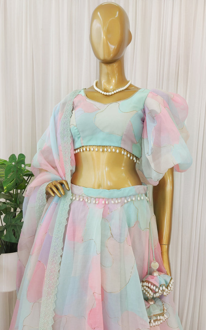 PASTEL DREAM ORGANZA LEHENGA