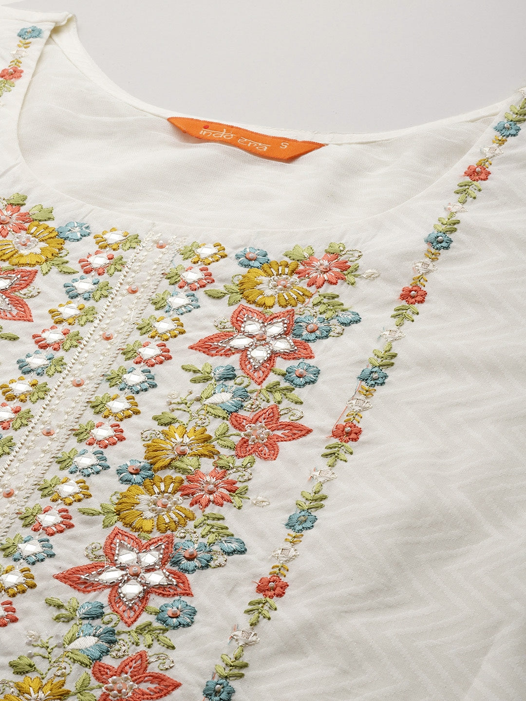 White embroidered Kurta with Trousers with dupatta