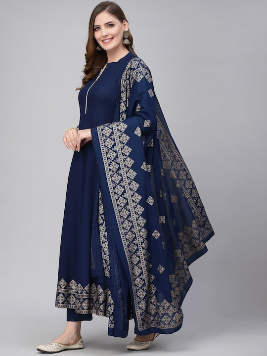 Women Ethnic Motifs Printed Kurta with Palazzos & With Dupatta