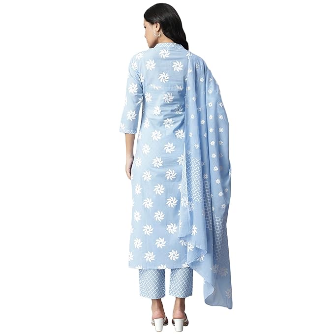 Women's Cotton Straight Kurta With Pant Set