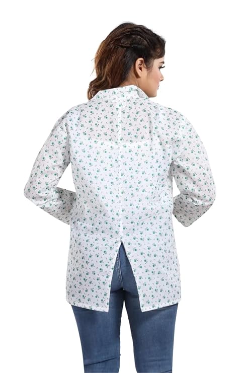 Women's Cotton Printed Summer Coat with 2 Front Side Pockets for Sun Protection & Dust Pollution