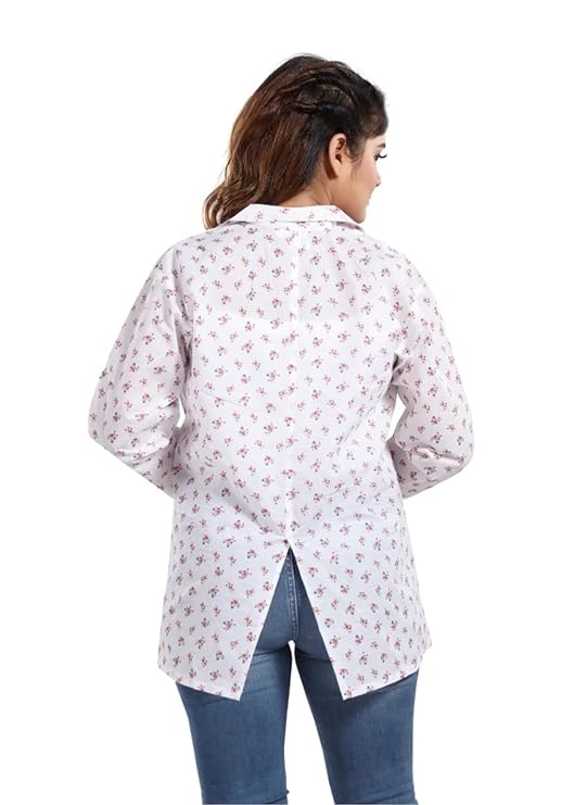 Women's Cotton Printed Summer Coat with 2 Front Side Pockets for Sun Protection & Dust Pollution