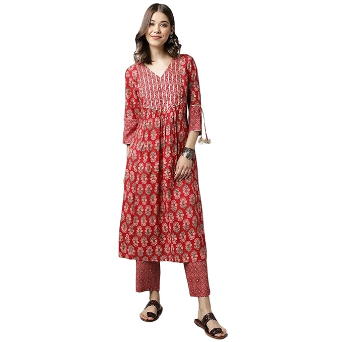 Women's Cotton A-Line Kurta with Pant