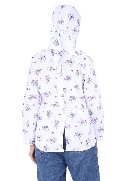 Women's Cotton Floral Print Sun Protection Summer Coat With Cap (Pack Of 1).