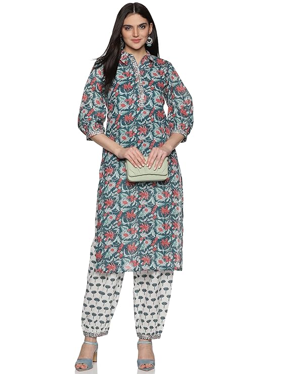 Women's Cotton Straight Kurta With Pant Set