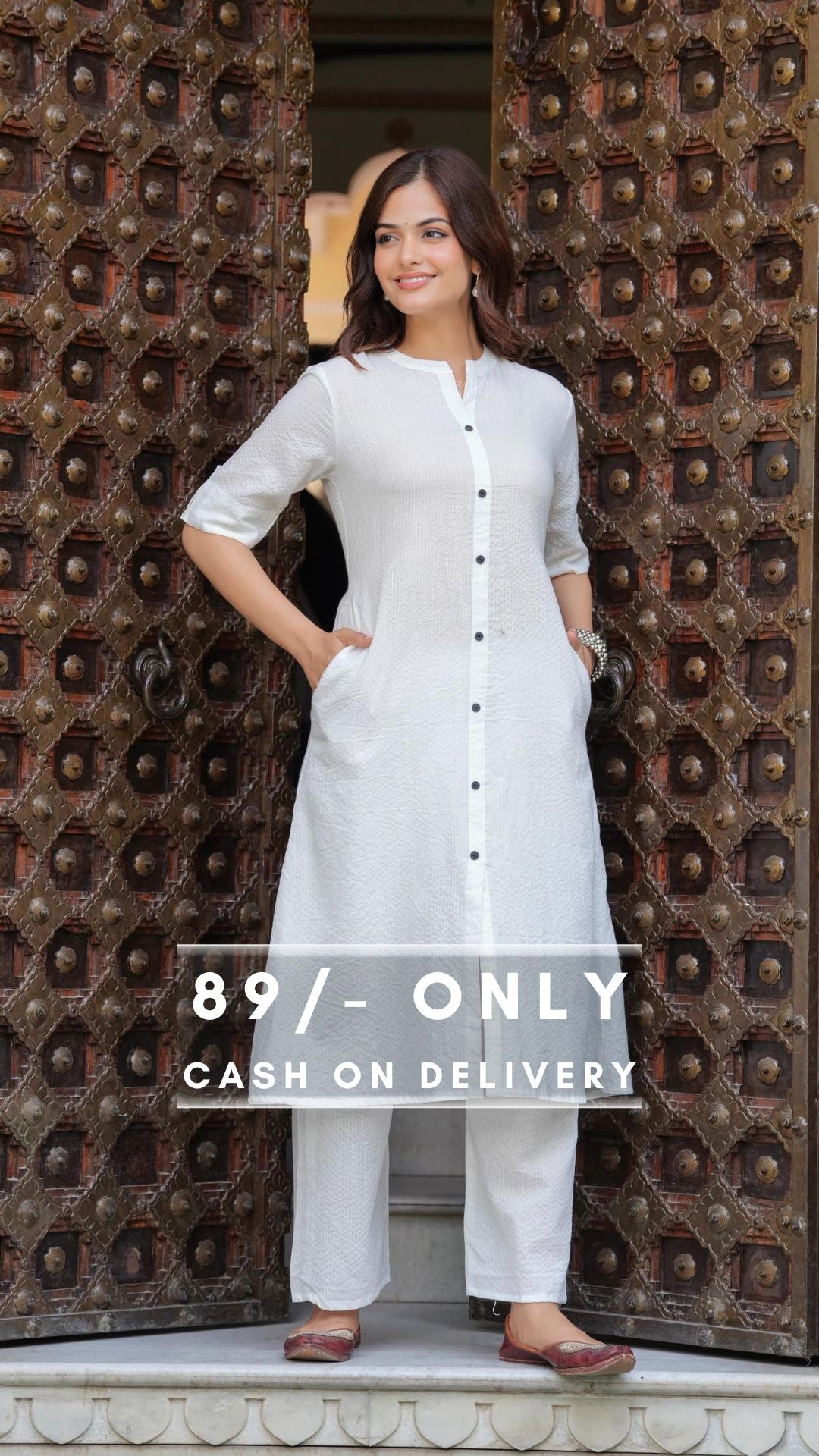 Pearl Bush Katha Cotton Kurta and Palazzo Set