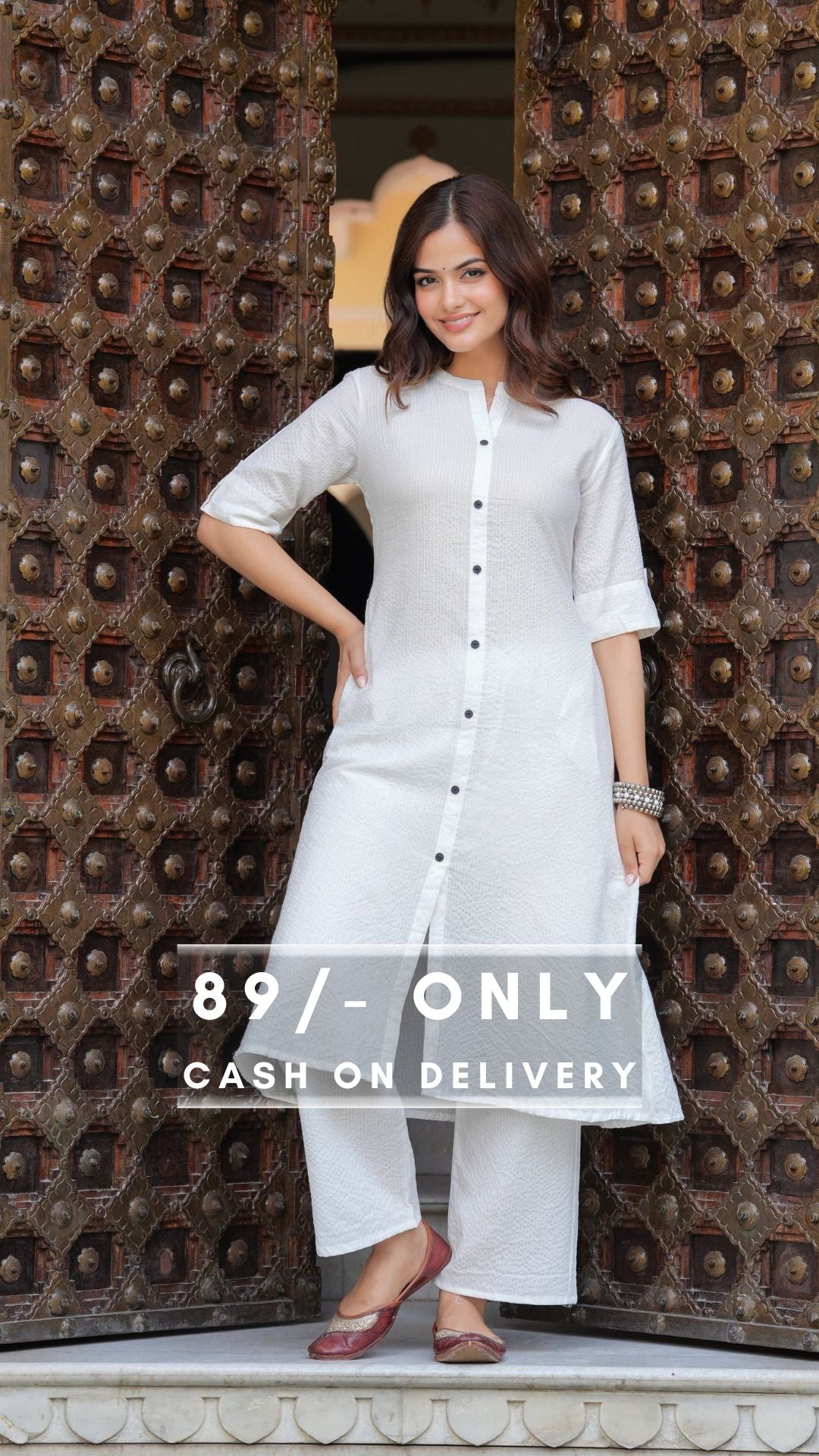 Pearl Bush Katha Cotton Kurta and Palazzo Set