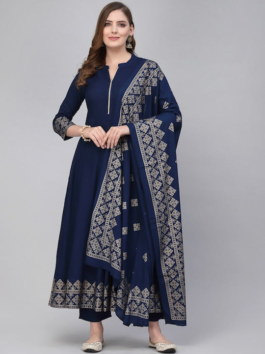 Women Ethnic Motifs Printed Kurta with Palazzos & With Dupatta