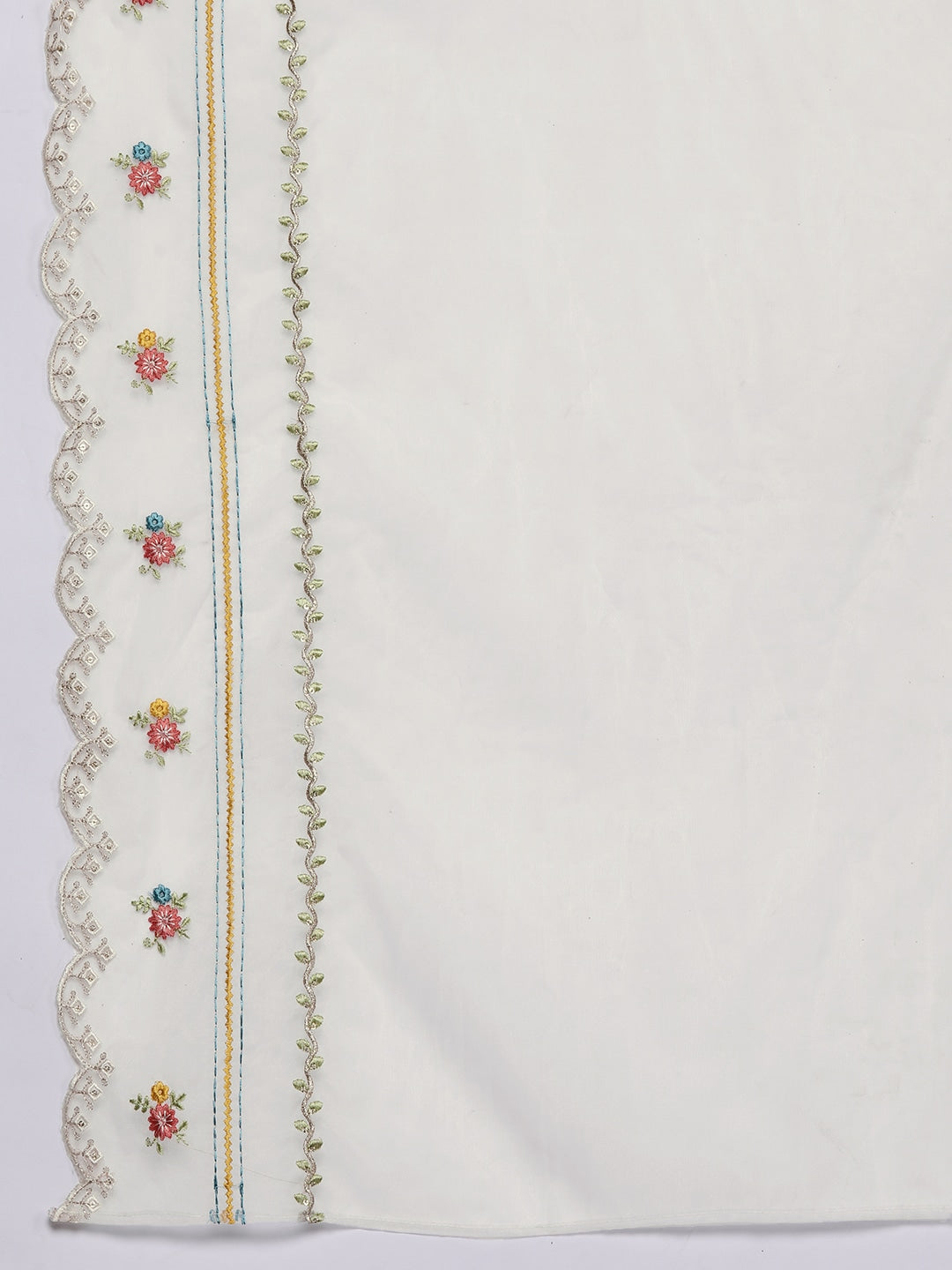 White embroidered Kurta with Trousers with dupatta