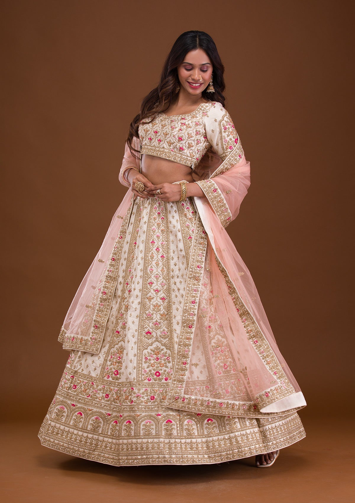 Zariwork Raw Silk Readymade Lehenga