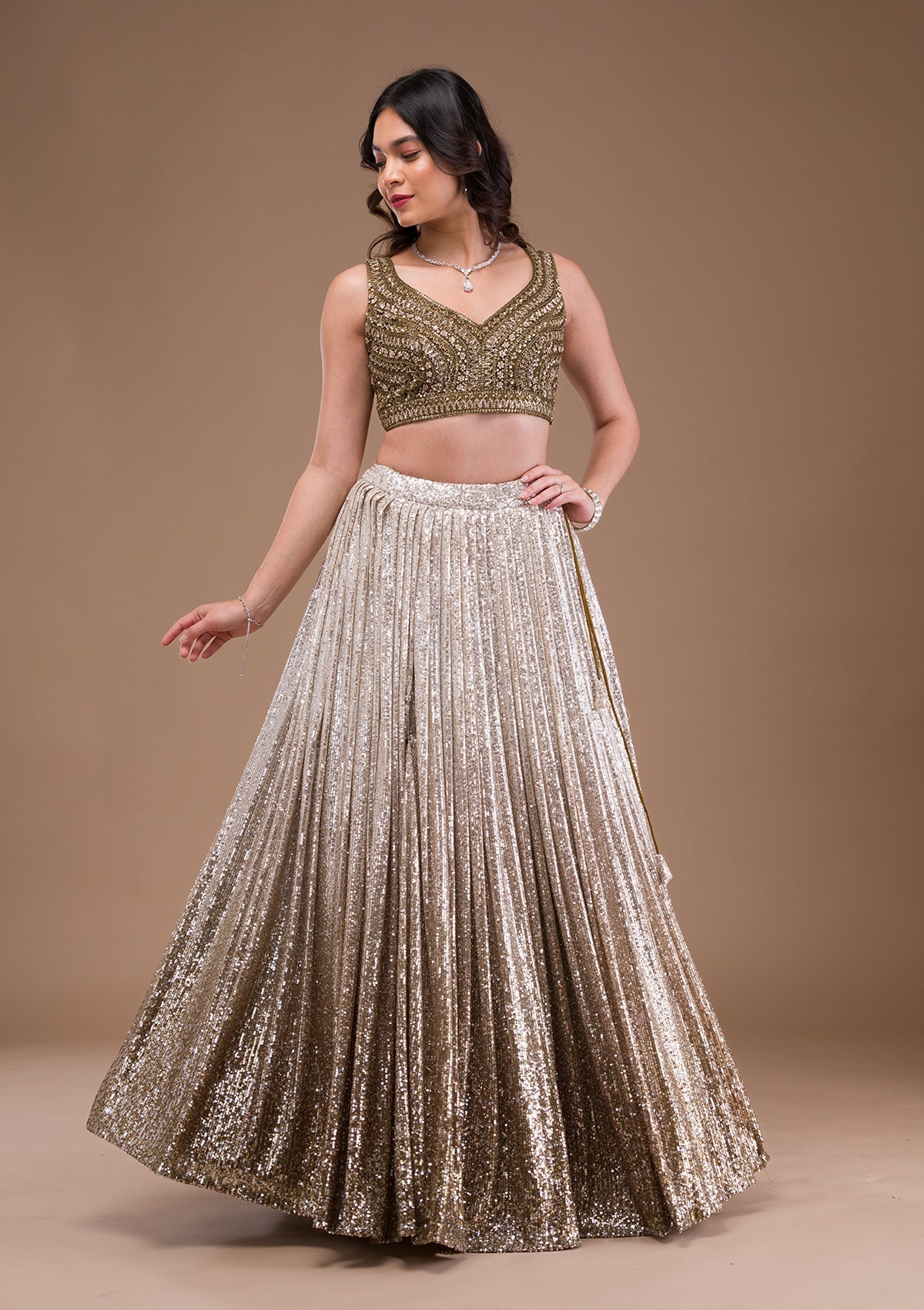 Sequins Lycra Readymade Lehenga