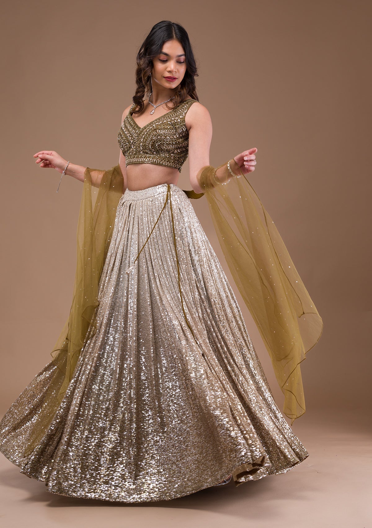 Sequins Lycra Readymade Lehenga