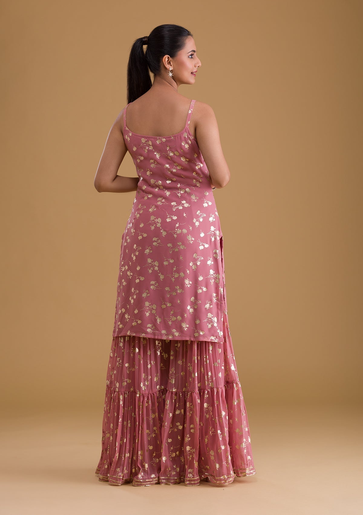 Pink Print Georgette Designer Sharara Suit