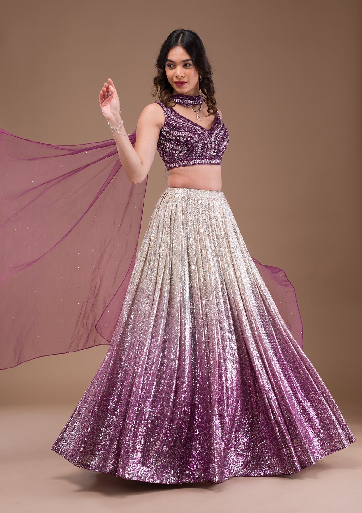 Sequins Lycra Readymade Lehenga