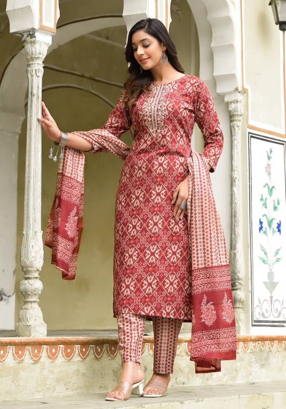 Women Viscose Rayon Kurta Pant Dupatta Set