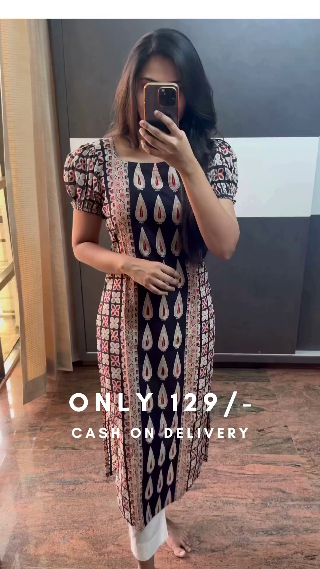 Hand Block Ajrak Cotton Kurti